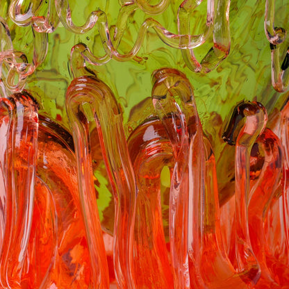 Medusa Vase - Bottle Green And Clear Ruby