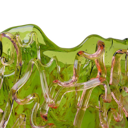 Medusa Vase - Bottle Green And Clear Ruby
