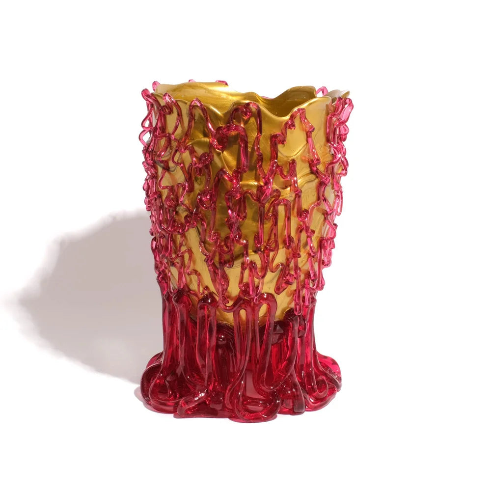 Medusa Vase - Gold, Clear Fuchsia