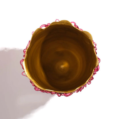 Medusa Vase - Gold, Clear Fuchsia