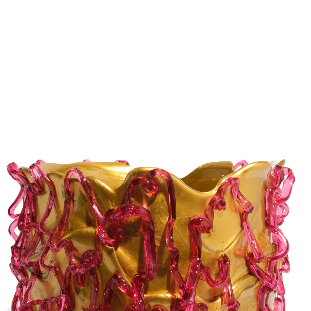 Medusa Vase - Gold, Clear Fuchsia