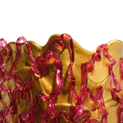 Medusa Vase - Gold, Clear Fuchsia