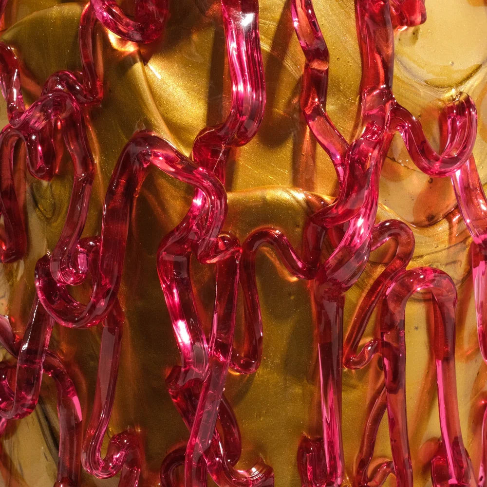Medusa Vase - Gold, Clear Fuchsia