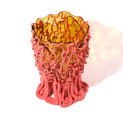 Medusa Vase - Clear Amber, Matt Dark Salmon