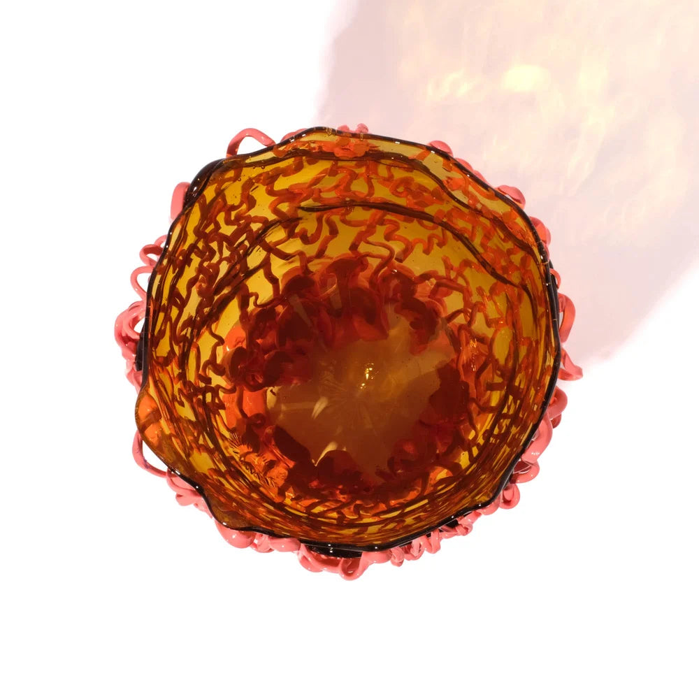 Medusa Vase - Clear Amber, Matt Dark Salmon