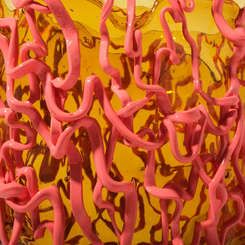 Medusa Vase - Clear Amber, Matt Dark Salmon