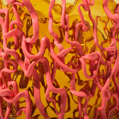 Medusa Vase - Clear Amber, Matt Dark Salmon