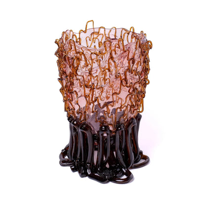 Medusa Vase - Clear Pink And Clear Brown