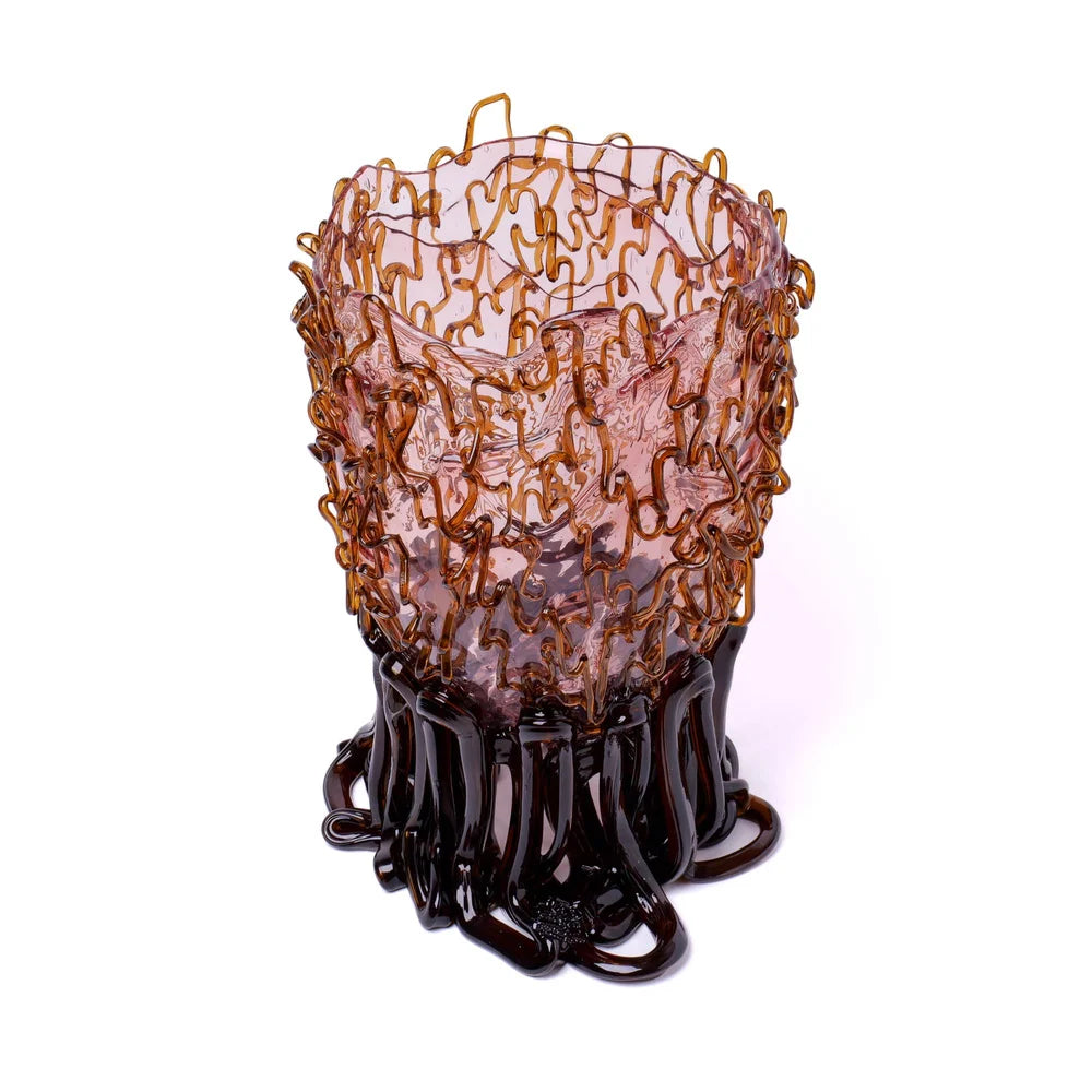 Medusa Vase - Clear Pink And Clear Brown
