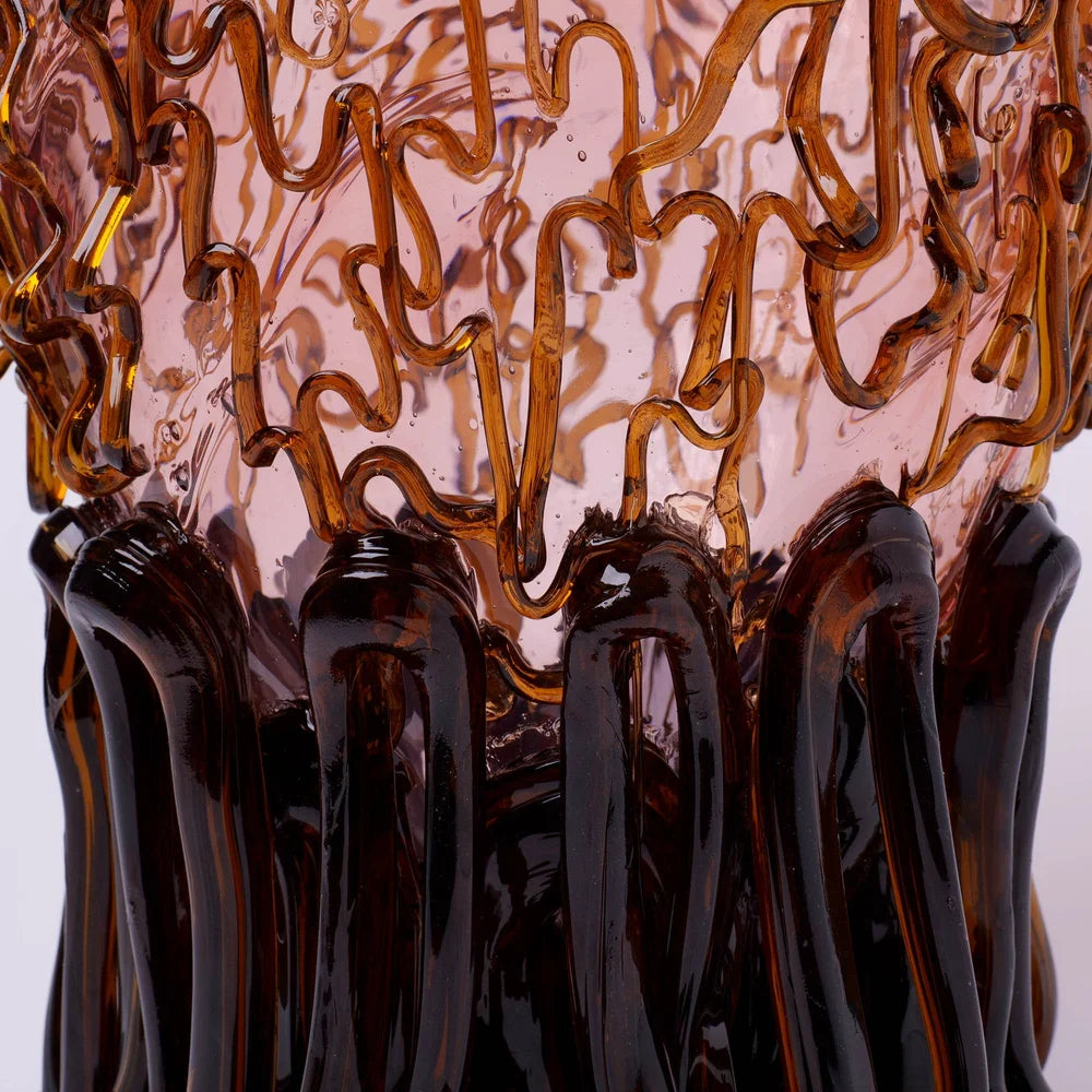 Medusa Vase - Clear Pink And Clear Brown