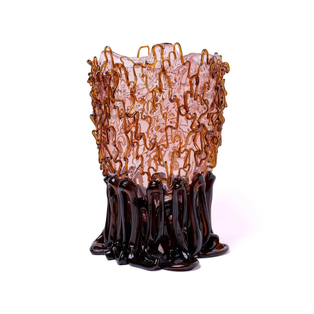 Medusa Vase - Clear Pink And Clear Brown