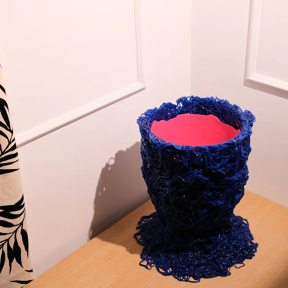 Moss Vase - Clear Blue, Matt Blue And Matt Fuchsia