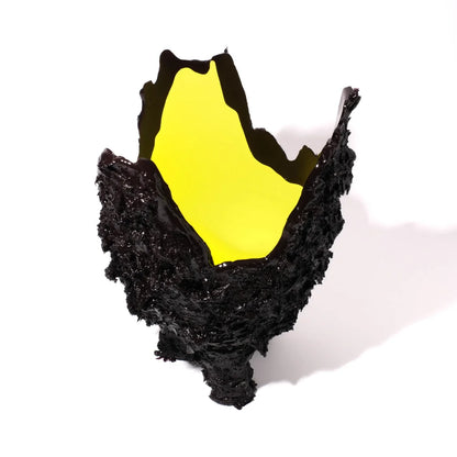 Lava Vase - Matt Aubergine And Matt Fluo Yellow