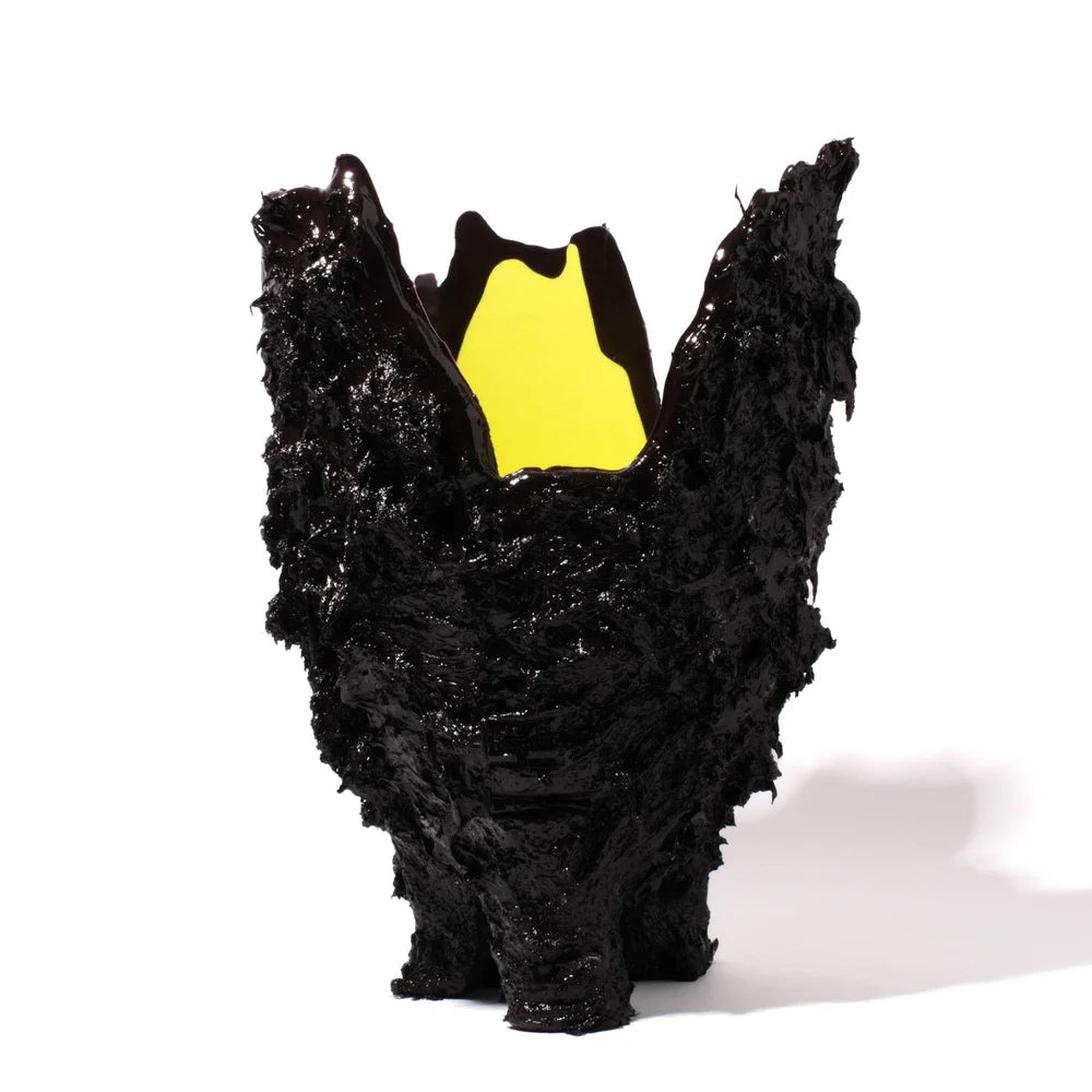 Lava Vase - Matt Aubergine And Matt Fluo Yellow