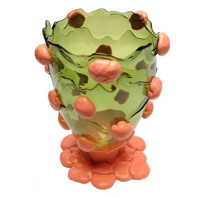 Nugget Vase - Bottle Green, Dark Salmon