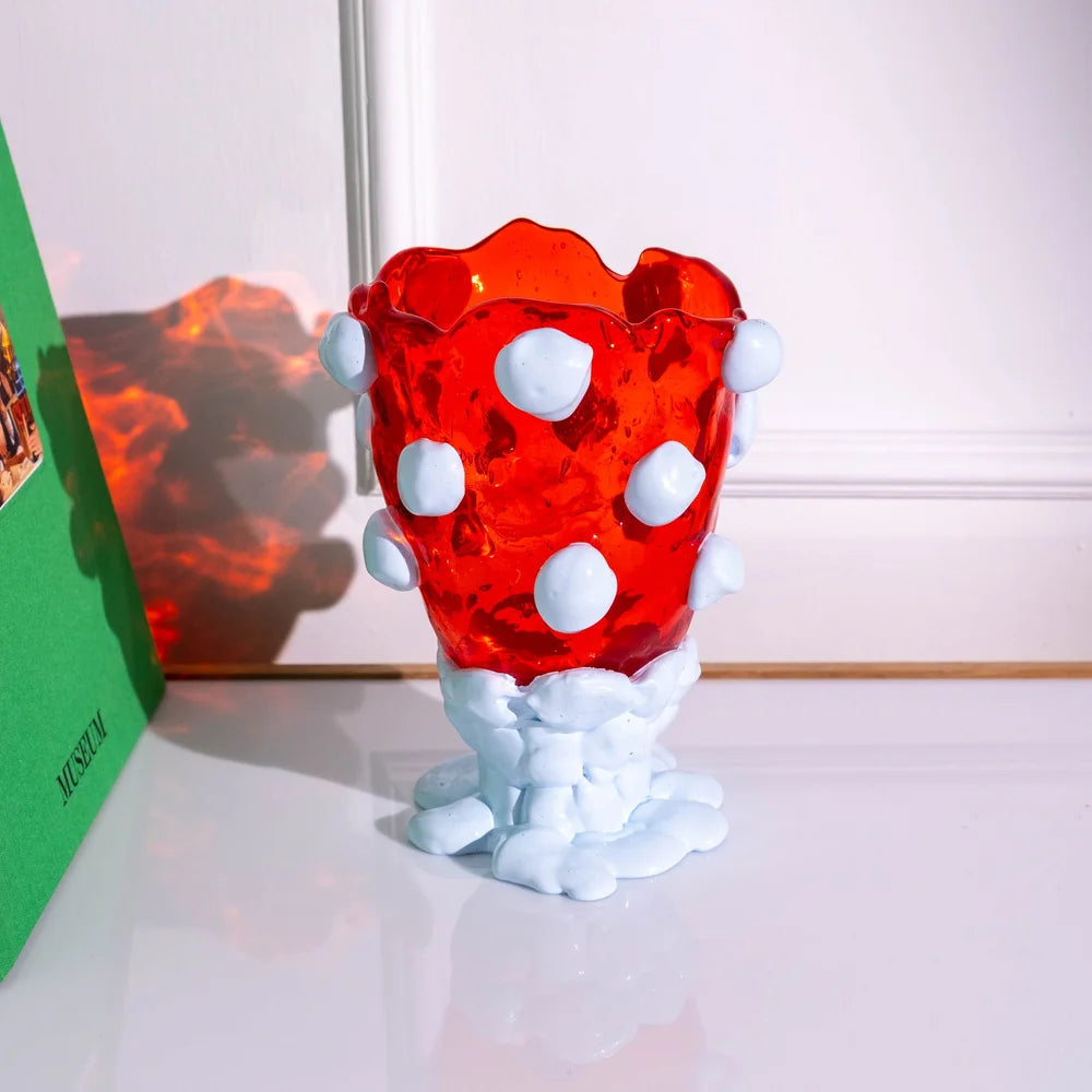 Nugget Vase - Red, Pastel Blue