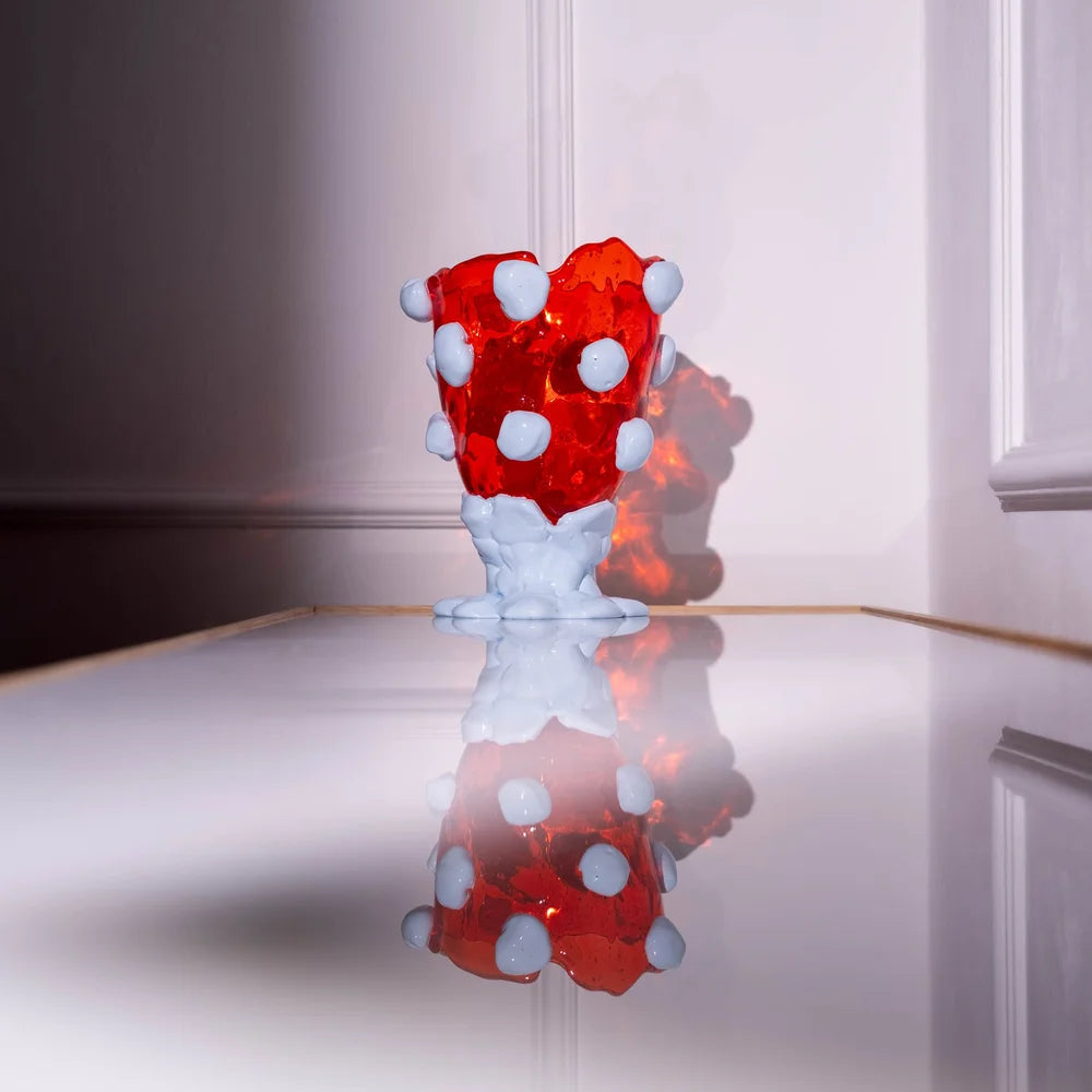 Nugget Vase - Red, Pastel Blue