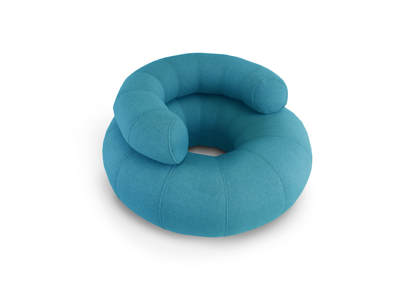 OGO Don Out Sofa L 3D-A round, blue outdoor sofa designed for poolside use, with a plush and inviting appearance.