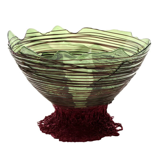 Ogiva Vase - Clear Bottle Green And Matt Aubergine