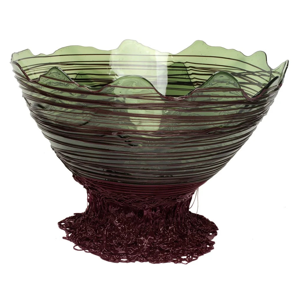 Ogiva Vase - Clear Bottle Green And Matt Aubergine