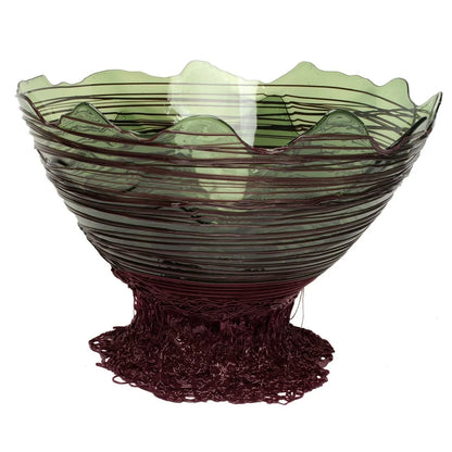 Ogiva Vase - Clear Bottle Green And Matt Aubergine