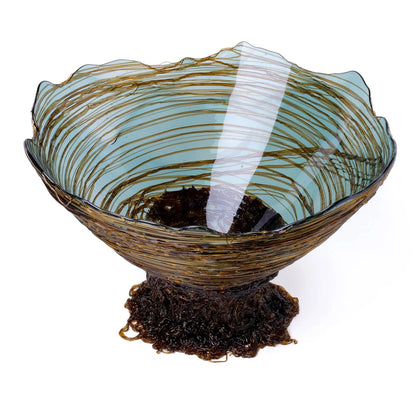 Ogiva Vase - Clear Aqua, Brown