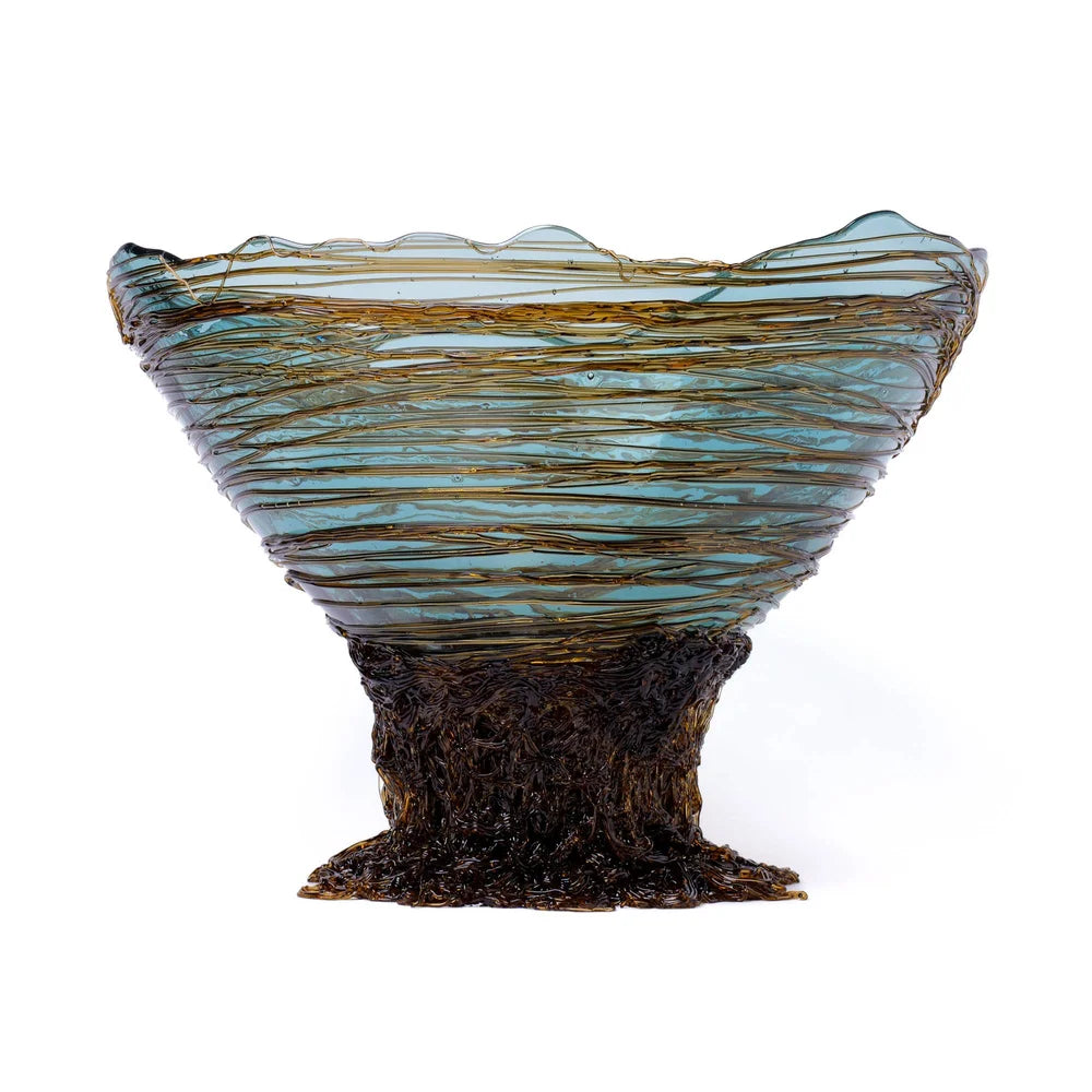 Ogiva Vase - Clear Aqua, Brown