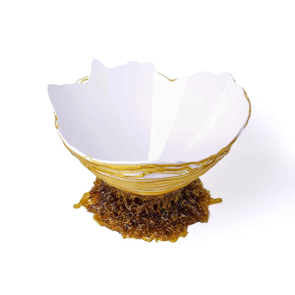 Ogiva Vase - Matt White, Clear Amber