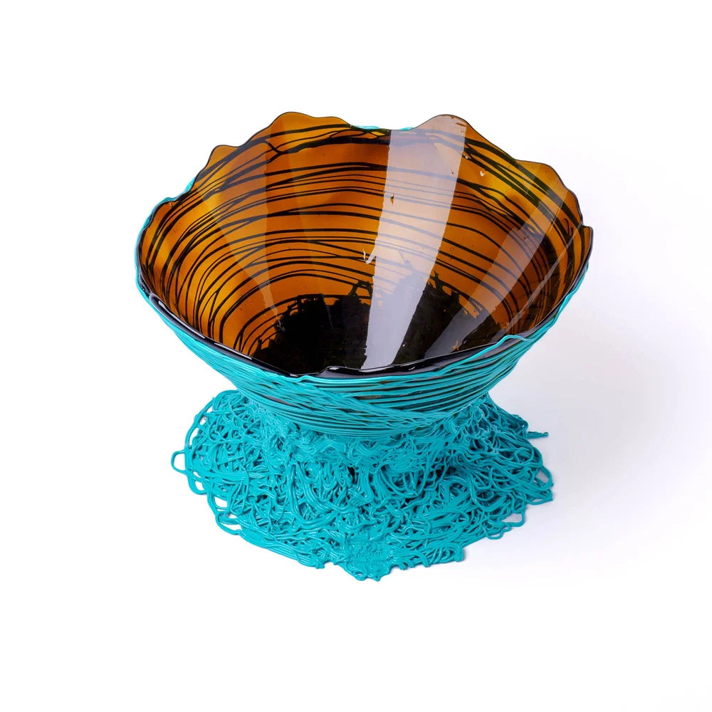 Ogiva Vase - Clear Brown, Turquoise