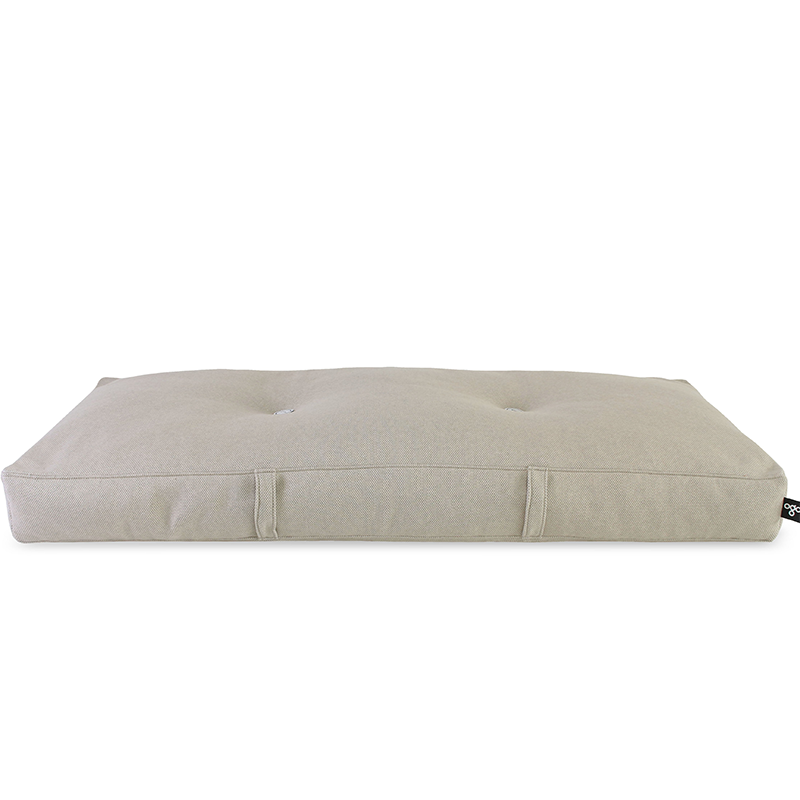 Ogo BALI-A beige upholstered outdoor chair with a minimalist design and a cushioned seat.