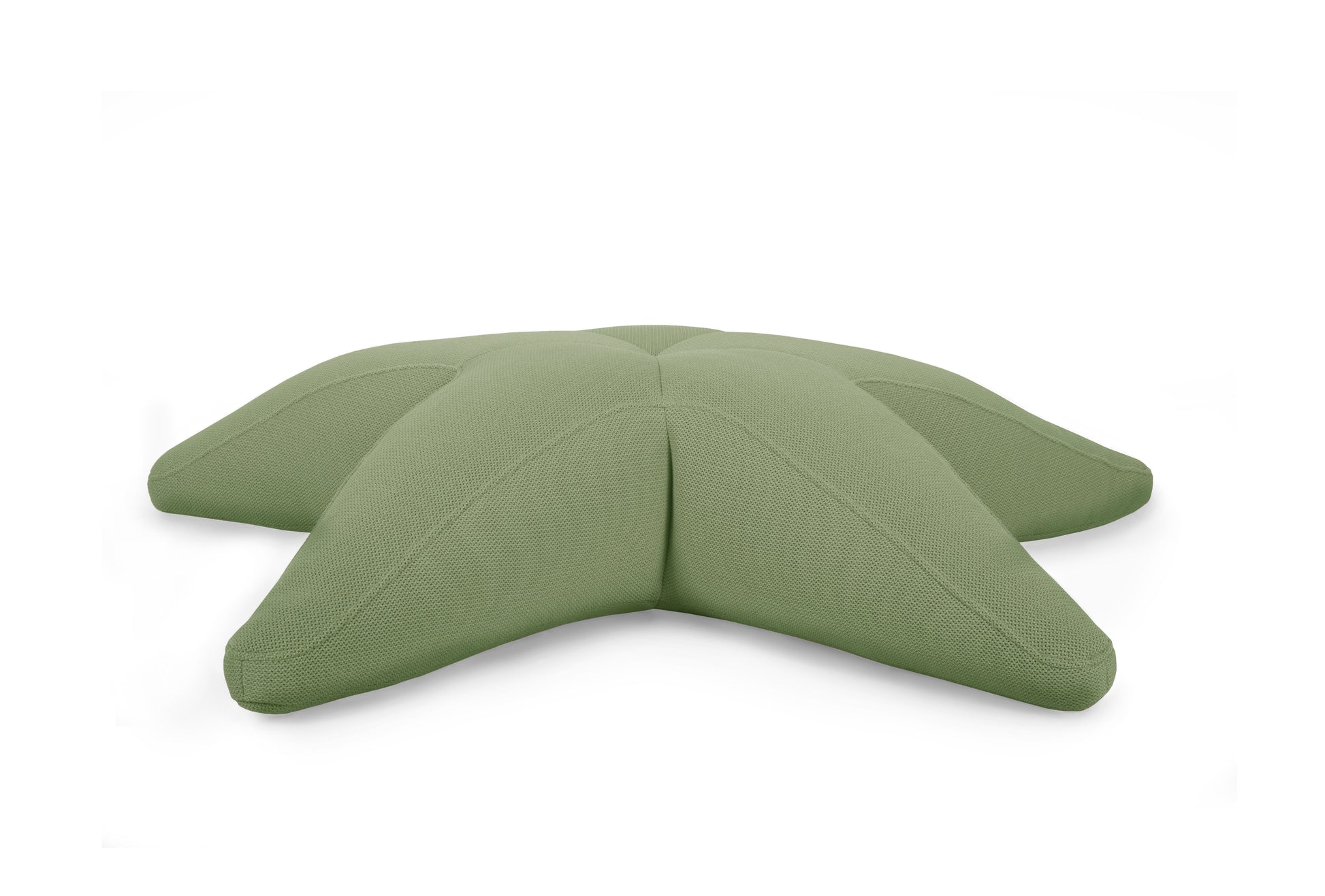 Ogo Starfish 3D-A green starfish-shaped pool float cushion with a textured fabric surface.