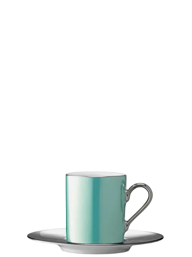 Palazzo Coffee Cup & Saucer 100ml Sea Green/Platinum