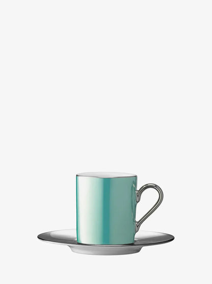 Palazzo Coffee Cup & Saucer 100ml Sea Green/Platinum