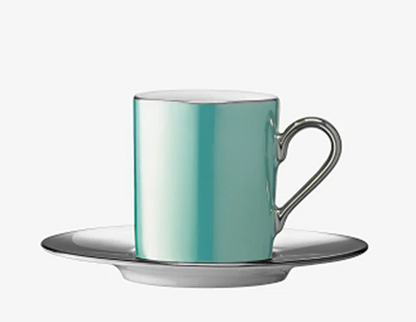 Palazzo Coffee Cup & Saucer 100ml Sea Green/Platinum