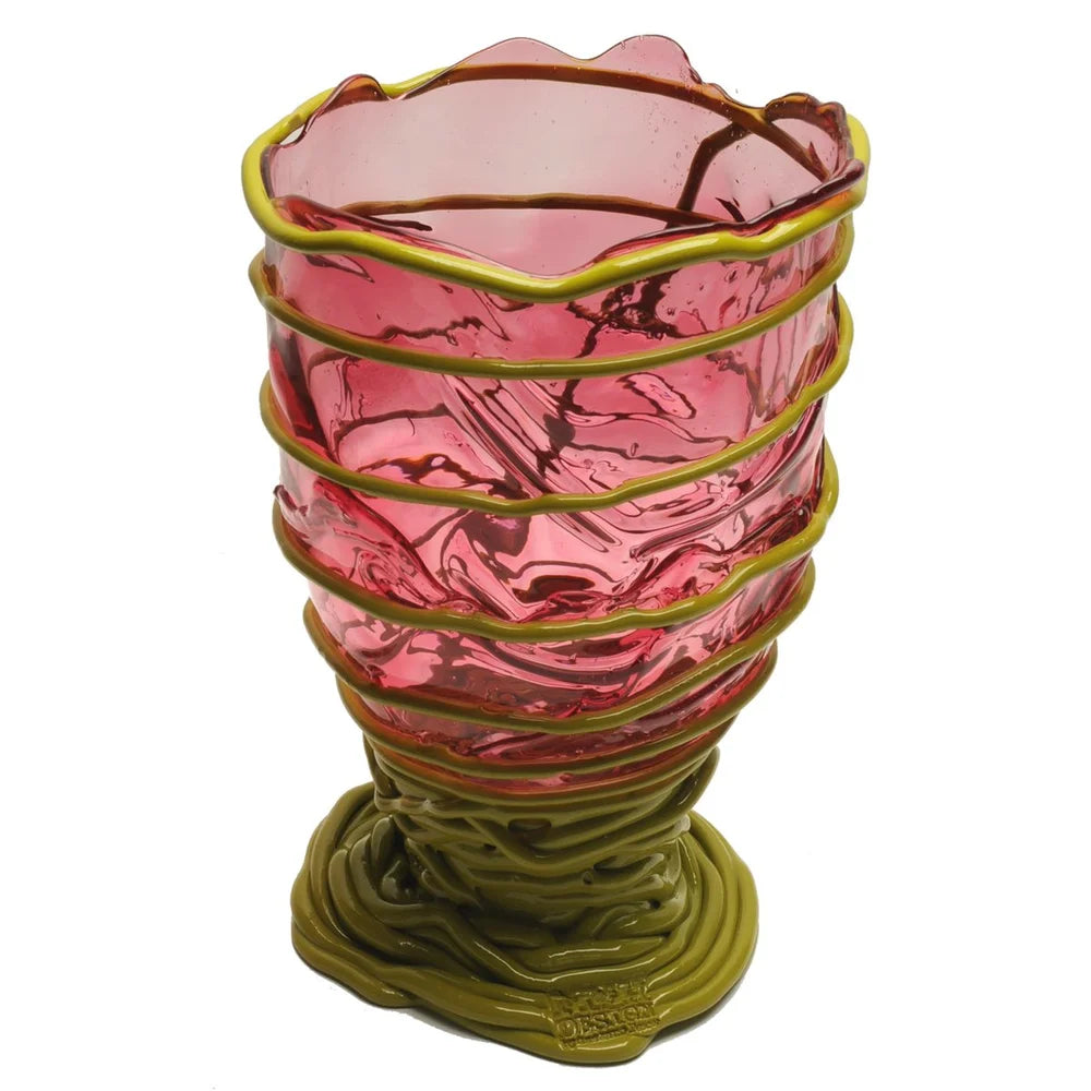 Pompitu II Vase - Clear Light Fuchsia And Matt Dust Green
