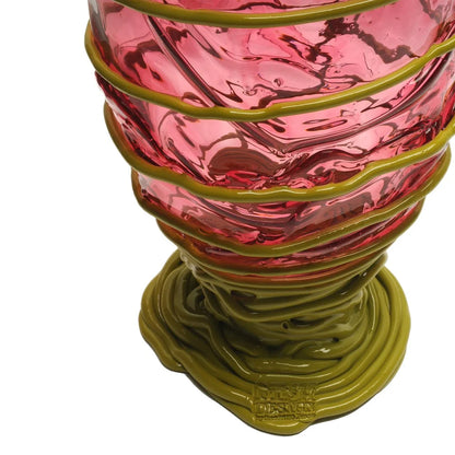Pompitu II Vase - Clear Light Fuchsia And Matt Dust Green