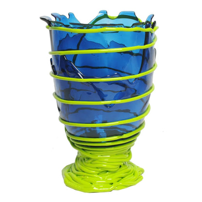 Pompitu II Vase - Clear Blue, Matt Lime