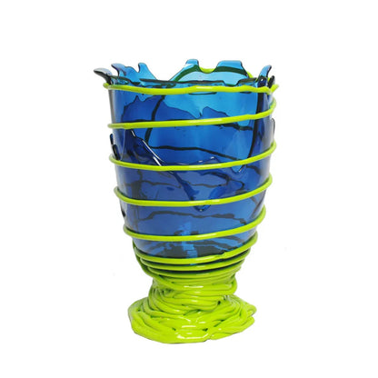 Pompitu II Vase - Clear Blue, Matt Lime