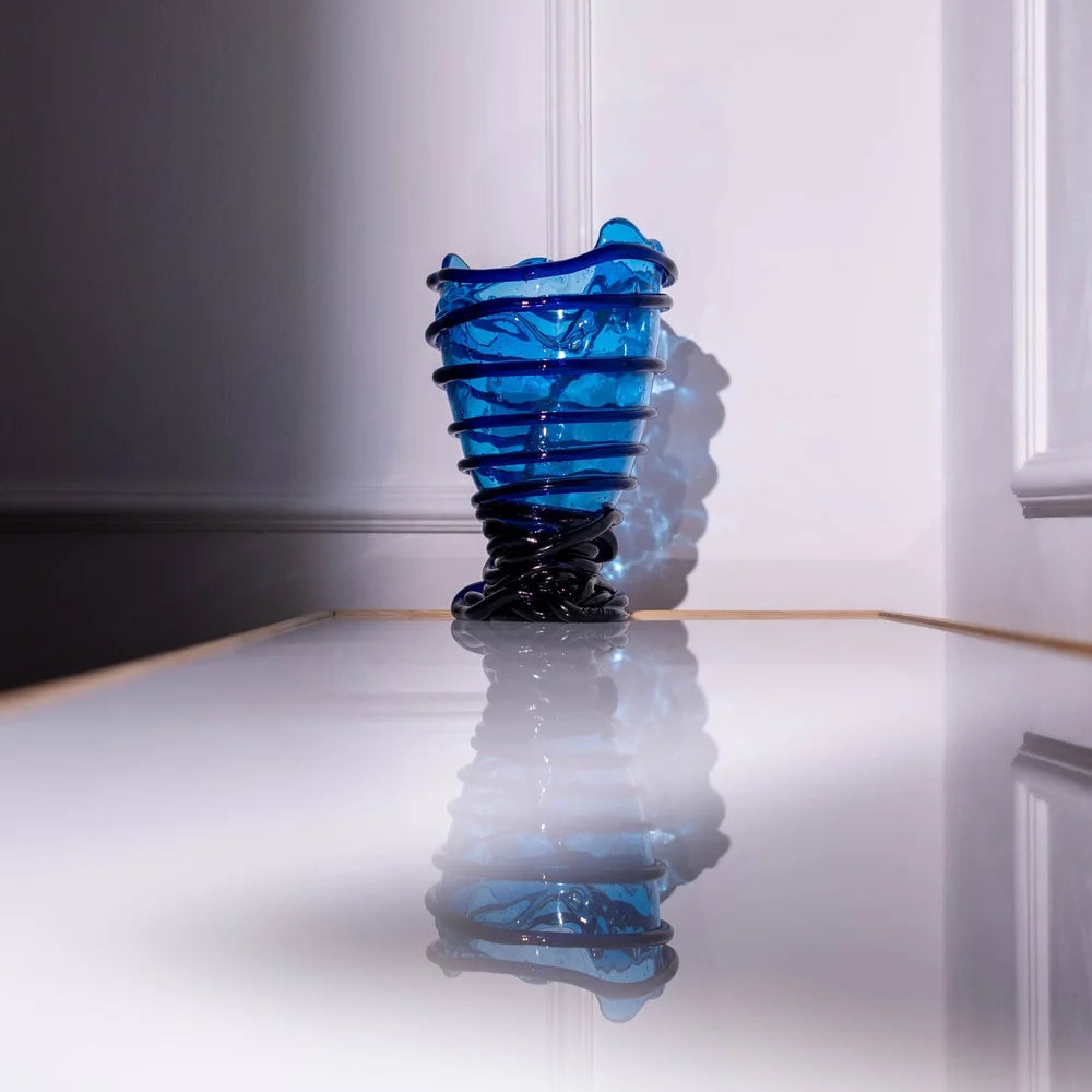 Pompitu II Vase - Clear Blue, Dark Blue