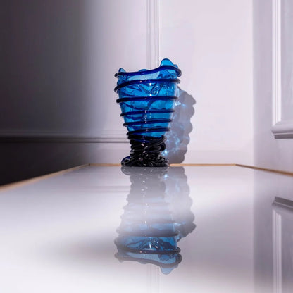 Pompitu II Vase - Clear Blue, Dark Blue