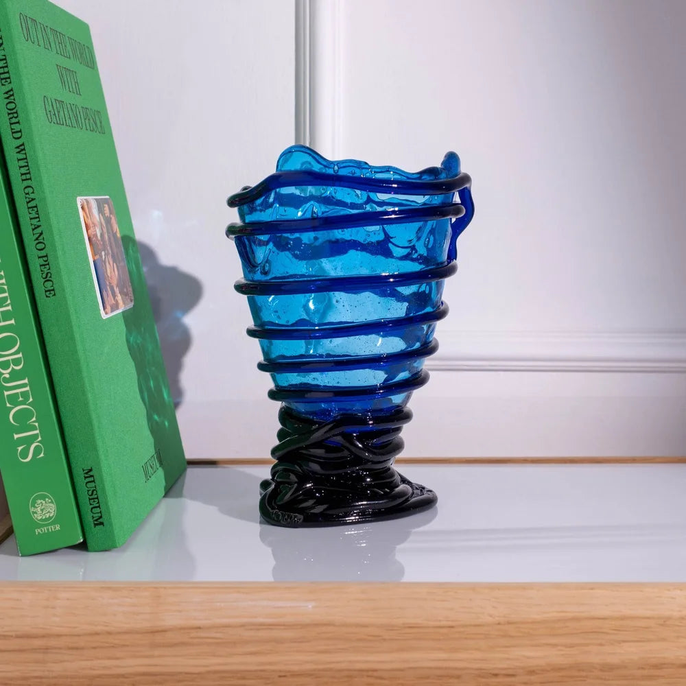 Pompitu II Vase - Clear Blue, Dark Blue