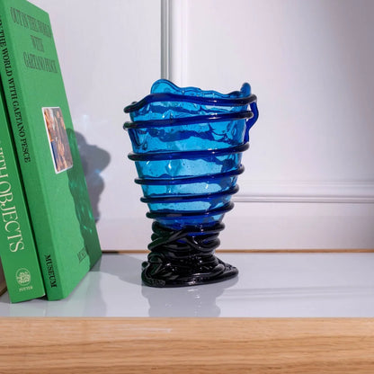Pompitu II Vase - Clear Blue, Dark Blue