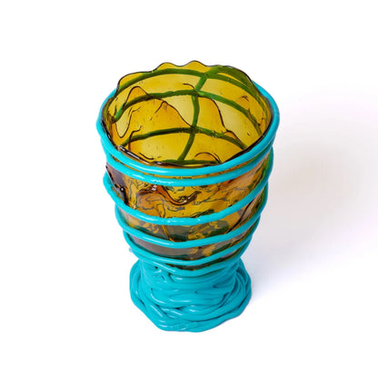 Pompitu II Vase - Clear Amber And Matt Turquoise