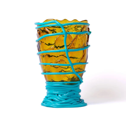 Pompitu II Vase - Clear Amber And Matt Turquoise