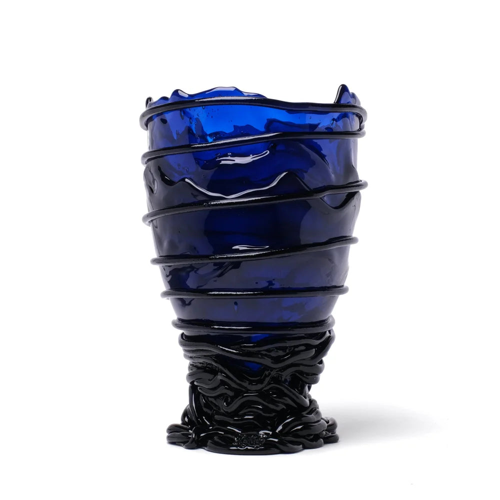 Pompitu II Vase - Clear Blue, Dark Blue