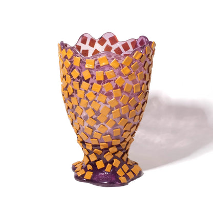 Rock Vase - Clear Lilac And Matt Ochre