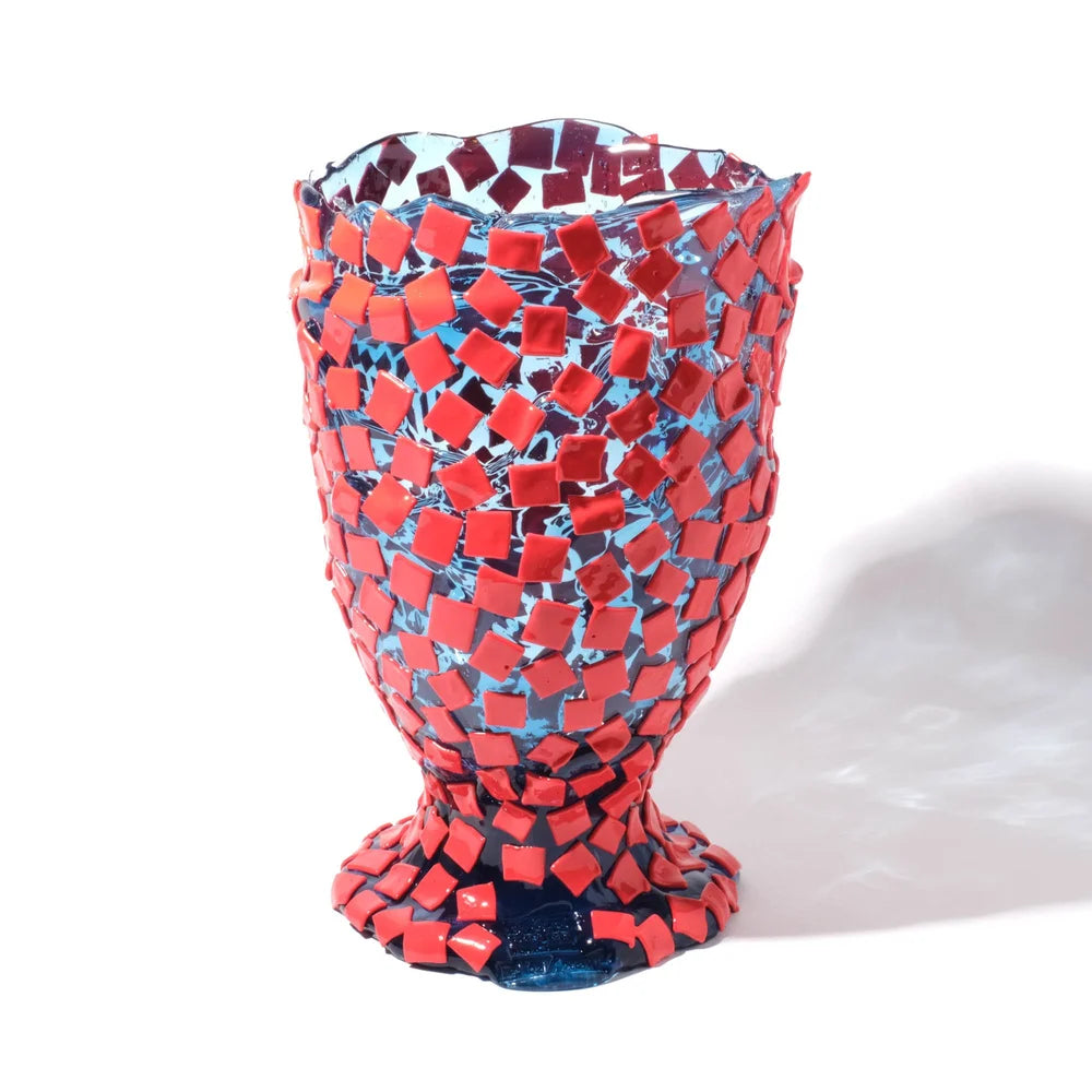 Rock Vase - Clear Light Blue And Matt Sorbet