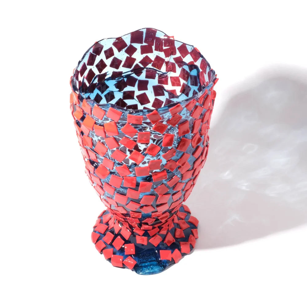 Rock Vase - Clear Light Blue And Matt Sorbet