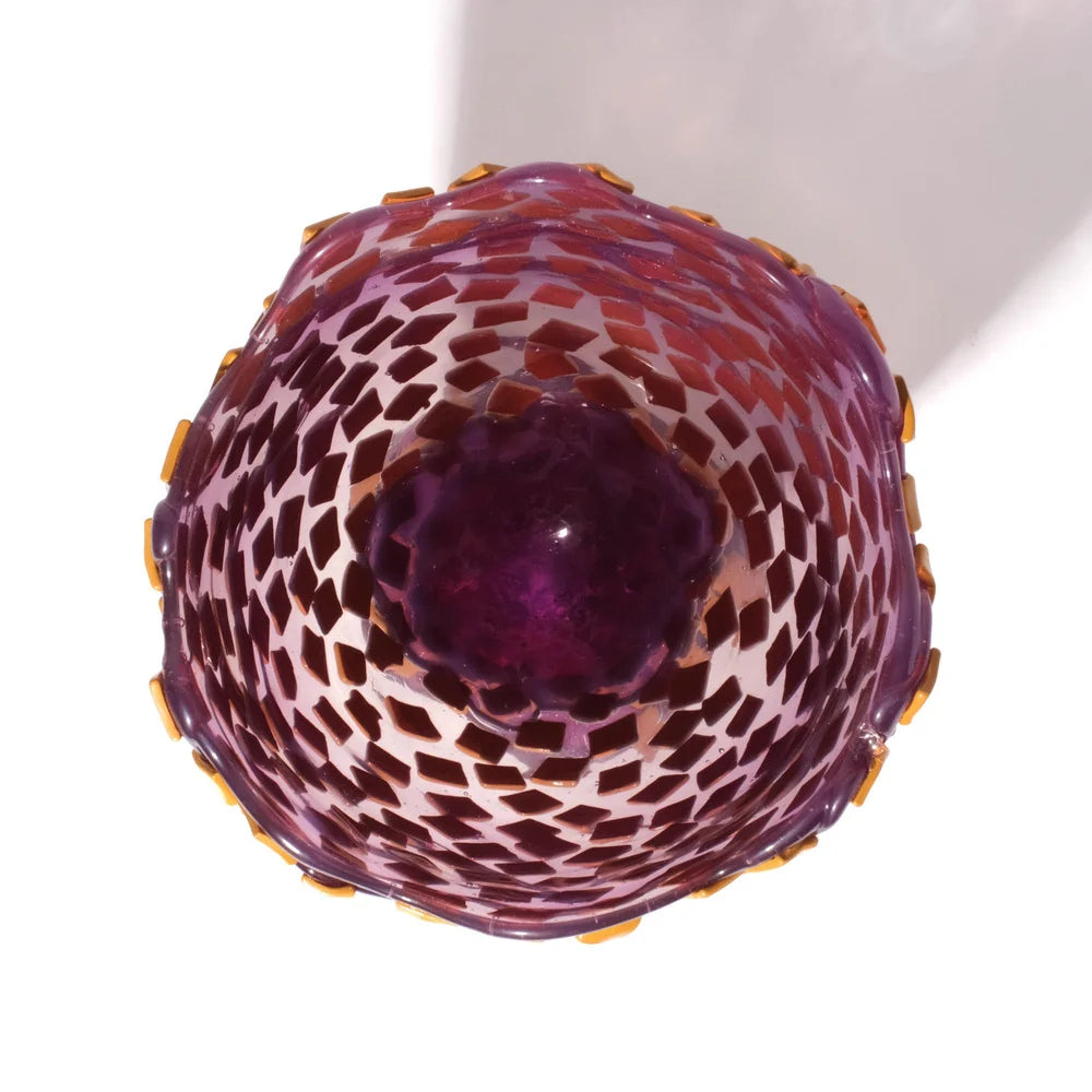 Rock Vase - Clear Lilac And Matt Ochre