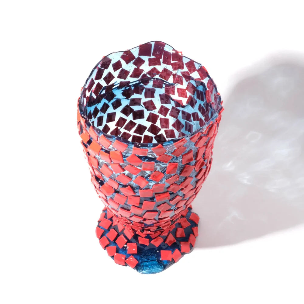 Rock Vase - Clear Light Blue And Matt Sorbet